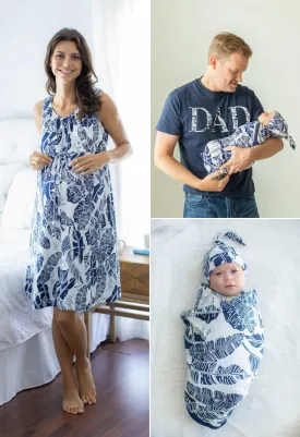 Serra Labor Gown & Swaddle Set & Dad T Shirt